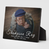 Plaque Photo Nouveau-né Baby Boy Cadeau Birth Stats Faire-part (Côté)