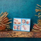 Plaque Photo Nouveau-né garçon Personnalisé 6 Photo bleu (Côté)