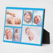 Plaque Photo Nouveau-né garçon Personnalisé 6 Photo bleu (Côté)