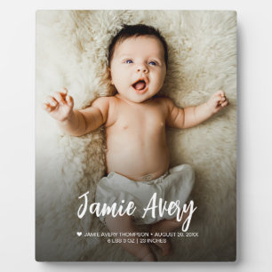 Plaque Photo Nouveau-né Nom de la photo de bébé Script statisti