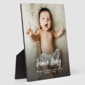 Plaque Photo Nouveau-né Nom de la photo de bébé Script statisti (Côté)