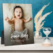 Plaque Photo Nouveau-né Nom de la photo de bébé Script statisti (Côté)