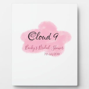 Plaque Photo Nuage neuf rouge pastel Baby Shower nommée date