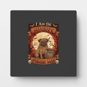 Plaque Photo Nuit Américaine M'effraie Halloween Pug Lune Tomba