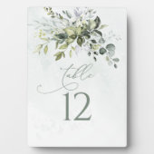 Plaque Photo Numéro de tableau Vert Aquarelle Mariage Easel (Devant)