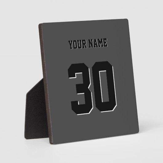 Plaque Photo Numéro et nom personnalisés en noir simple (Recto)