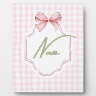 Plaque Photo Nurserie personnalisée pour bébé fille Nova : noeu