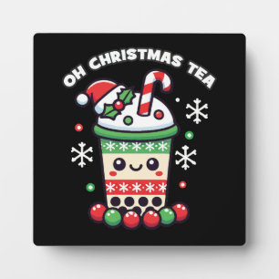 Plaque Photo Oh Christmas Tea - Funny Boba Holiday Bubble Tea