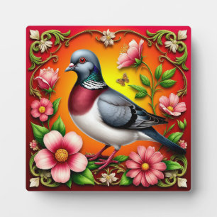 Plaque Photo Oiseau Coloré Perché Parmi des Fleurs Vibrantes