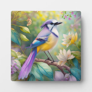 Plaque Photo Oiseau de fantaisie Geai Violet Touffeté