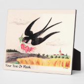 Plaque Photo Oiseau Volant Avec Fleurs (Côté)