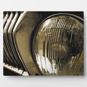 Plaque Photo Old Classic Car Headlight