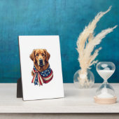 Plaque Photo Old Glory Golden Retriever Vintage Shirt 2 (Côté)