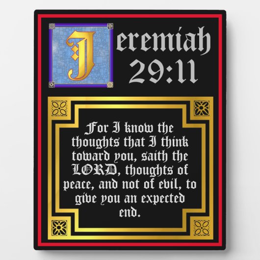 Plaque Photo Old Testament Jeremiah 29:11 Biblical Quote (Devant)