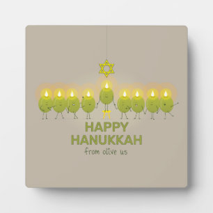 Plaque Photo Olive Hanoukka Menorah