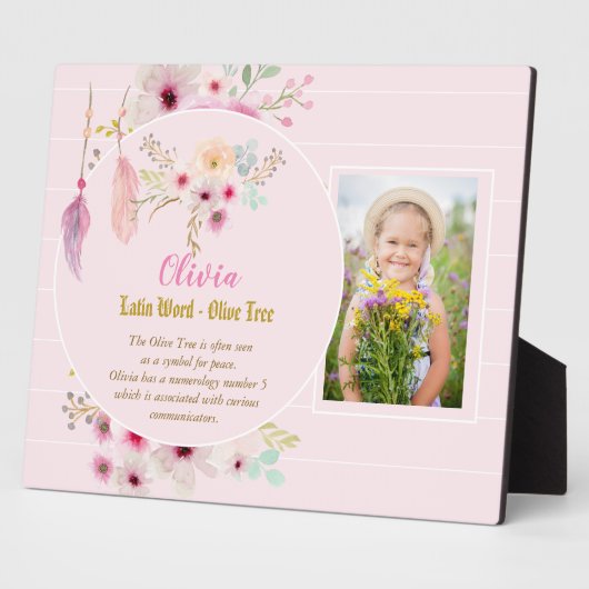 Plaque Photo OLIVIA - Filles Nom Signification Cadeau - Sirène  (Côté)