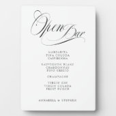 Plaque Photo Open Bar ! Moderne, Calligraphie, Blanc (Devant)