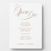 Plaque Photo Open Bar ! Moderne, Calligraphie, Blanc (Devant)