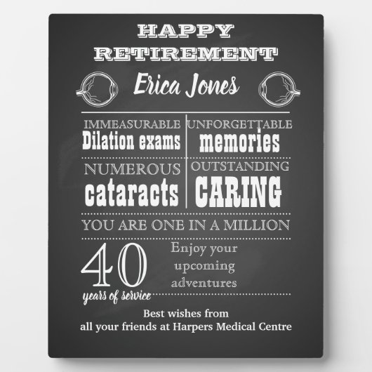 Plaque Photo Ophthalmologist retirement gift for boss (Devant)