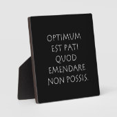 Plaque Photo Optimum est kinsella quod emendare non possible (Recto)