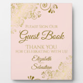 Plaque Photo OR & Blush Pink Sign Our Guest Book Mariage (Devant)