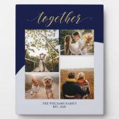 Plaque Photo Or & Navy | Cadeau de famille ensemble Photo Colla (Devant)