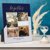 Plaque Photo Or & Navy | Cadeau de famille ensemble Photo Colla (Côté)