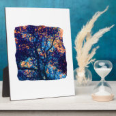 Plaque Photo Orange Bleu Chêne Branche Abstraite (Côté)