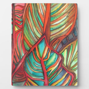 Plaque Photo Orange Canna feuille aquarelle art original