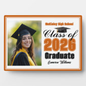 Plaque Photo Orange Class of 2026 Graduation Photo (Devant)
