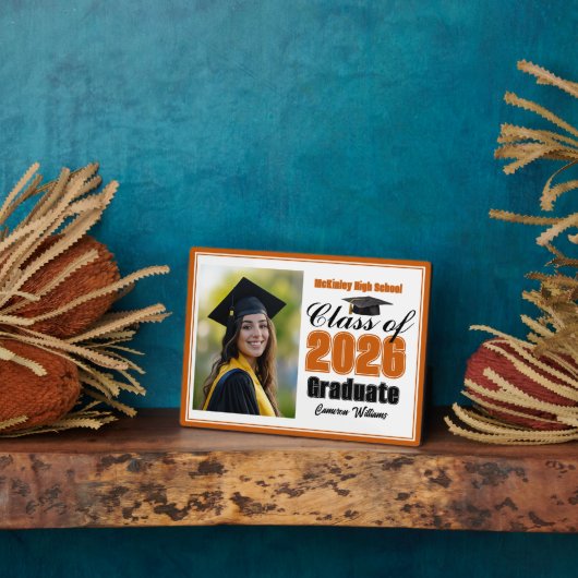 Plaque Photo Orange Class of 2026 Graduation Photo (Côté)