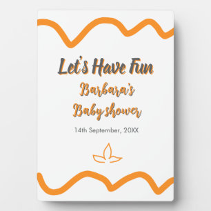 Plaque Photo Orange gris rétro baby shower espagnol boho modern