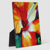 Plaque Photo Orange Hibiscus fleurs tropicales aquarelle art (Côté)