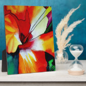 Plaque Photo Orange Hibiscus fleurs tropicales aquarelle art (Côté)