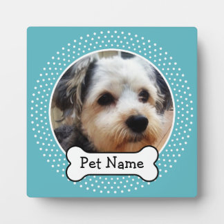 Plaque Photo Os de chien et bleu Polka Dot Animaux de compagnie