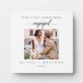 Plaque Photo Our First Christmas As Engaged Photo Minimalist (Devant)