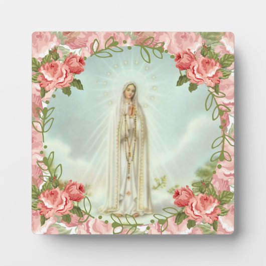 Plaque Photo Our Lady of Fatima Pink Roses (Devant)