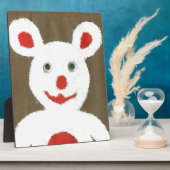 Plaque Photo Ours blanc avec nez rouge, bouche et oreilles (Pèr (Côté)