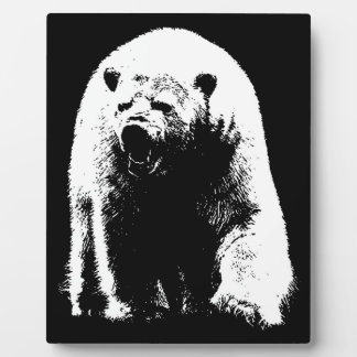 Plaque Photo Ours polaire noir et blanc Pop Art