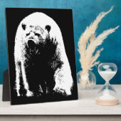 Plaque Photo Ours polaire noir et blanc Pop Art (Côté)