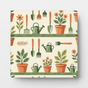 Plaque Photo Outils de jardinage mignons motif floral Cozy