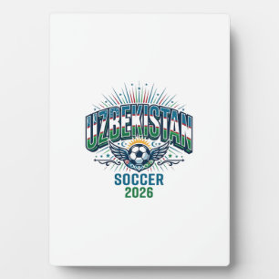 Plaque Photo Ouzbékistan Football 2026 Football Gras Pays Typog