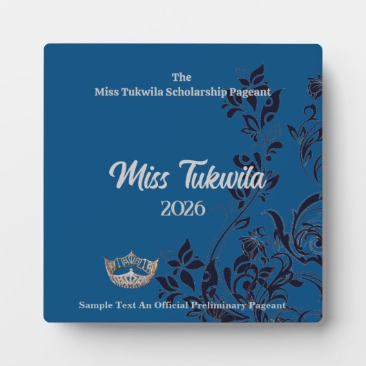 Plaque Photo Pageant Floral Argent couronne Acrylique Prix Plaq (Devant)