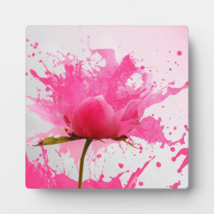 Plaque Photo Paint Splatter Abstrait Fleur Rose