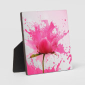 Plaque Photo Paint Splatter Abstrait Fleur Rose (Recto)