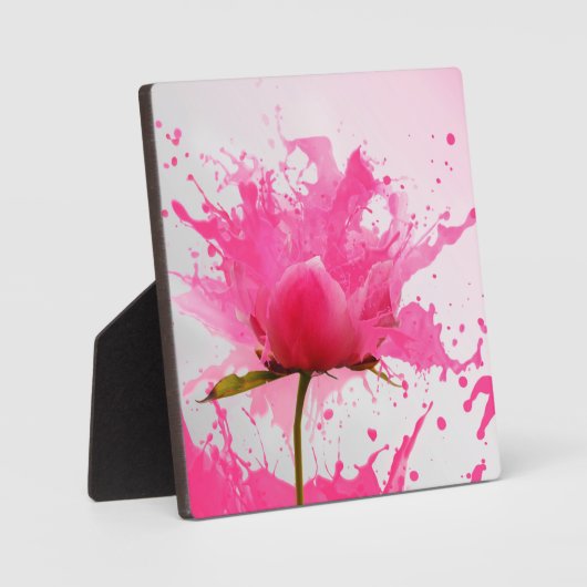 Plaque Photo Paint Splatter Abstrait Fleur Rose (Recto)