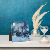 Plaque Photo Painting of winter night in city park (Insitu)