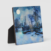 Plaque Photo Painting of winter night in city park (Recto)