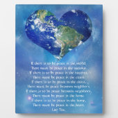 Plaque Photo Paix sur Terre par Lao Tzu (Devant)