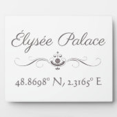 Plaque Photo Palais de l'Élysée Latitude Longitude (Devant)